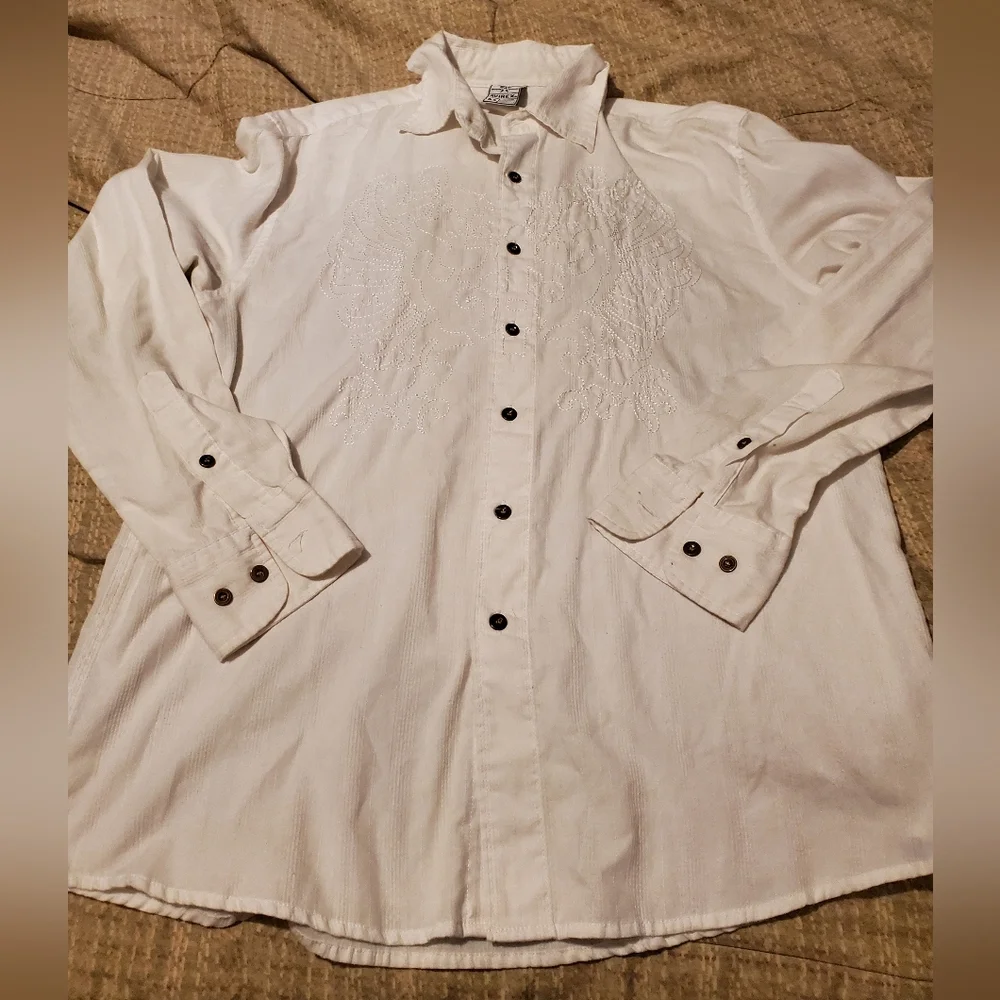 Avirex Shirt Mens Medium Embroidered Western Button Up LS Goth Vintage Y2K Rock - Picture 1 of 7